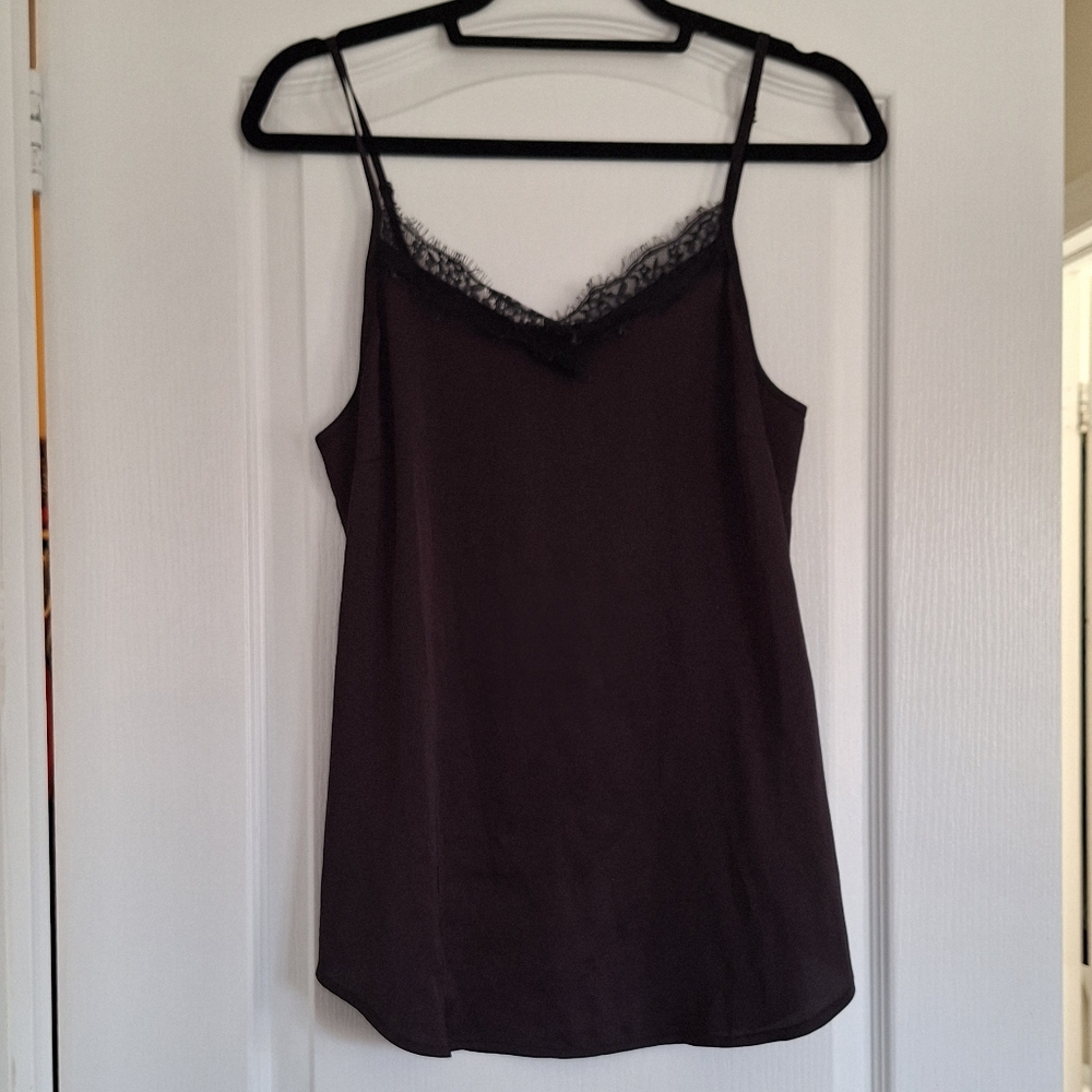 RW & Co Black Lace Trim Women's Top